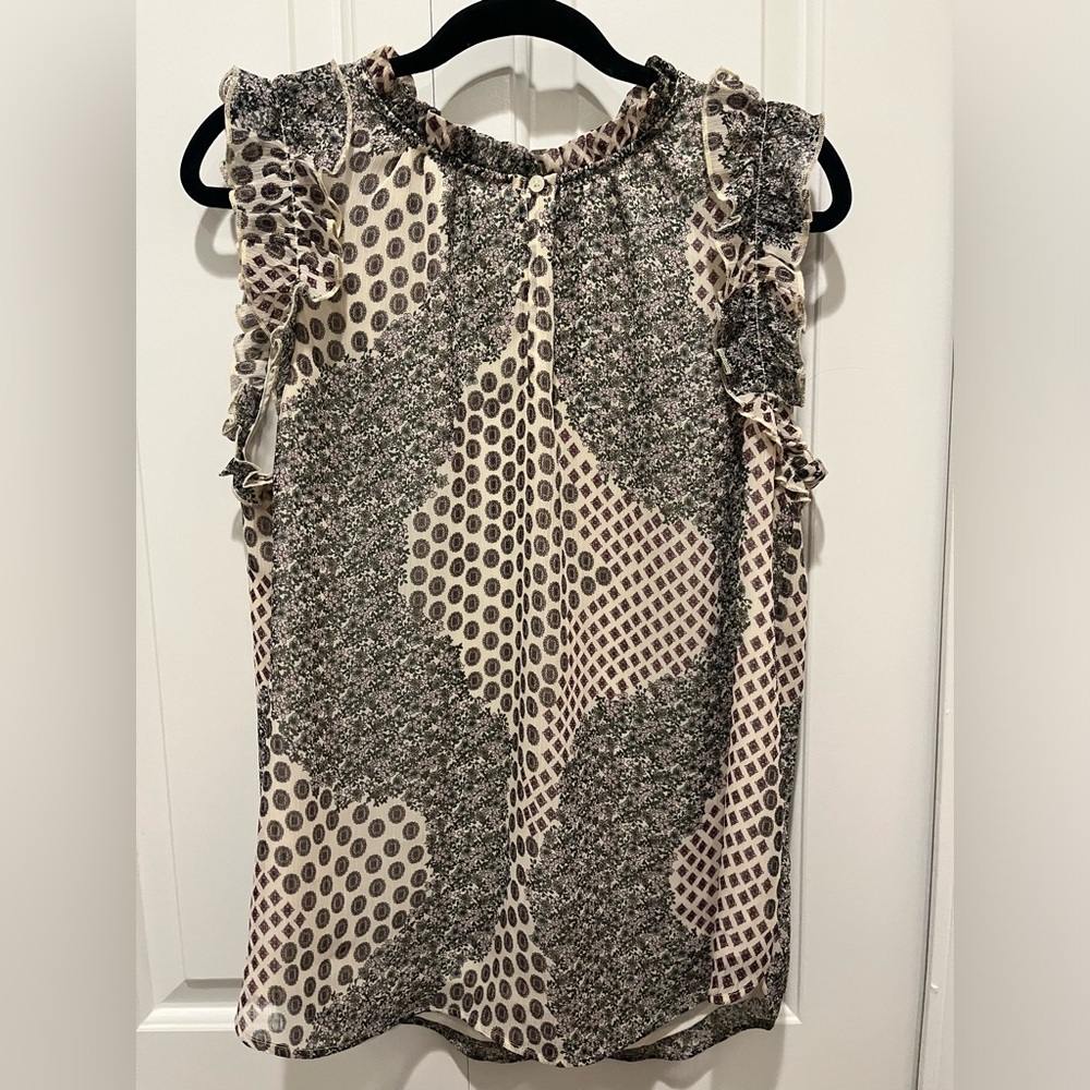 Beautiful Loft Ruffle Sleeve Blouse Like New Sz L - Picture 2 of 10